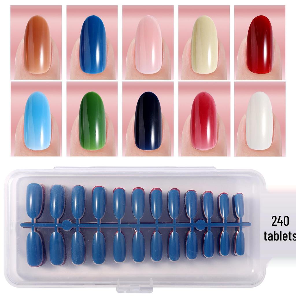 Colored Glitter Nail Art Tips - 240-Piece Set with Various Styles and Multiple Colors, Boxed Fake Fingernail Stickers