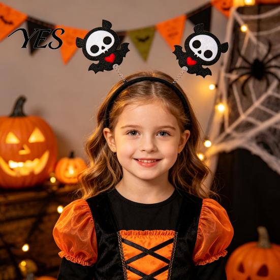 Comfortable Spooky Headband Halloween for Kids Adults, Glitter Pumpkin Bat Ghost Eye-catching Skull Hair Accessories Cosplay Dress Up Party