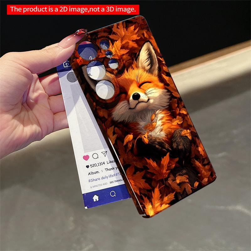 2DFlat Samsung phone case Sleeping Fox Amid Golden Leaves Applicable to Galaxy S22 S23 S24 S25ULTRA S26 A12 A13 A14 A15 A16