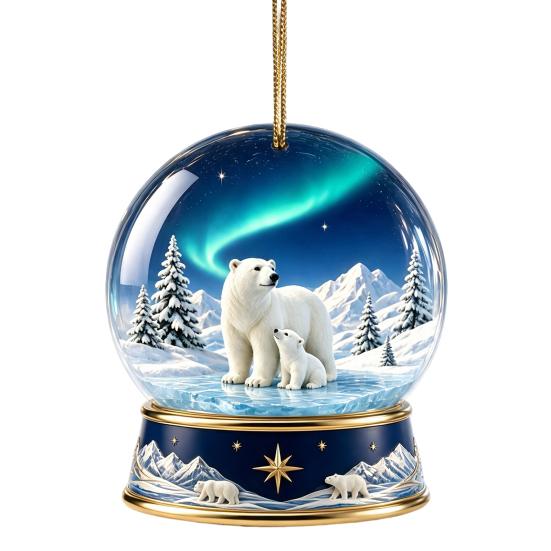 Hanging Holiday Decorations Christmas Crystal Ball Style Pendant with Rope, 2D Flat Acrylic Theme Pattern Decor Ornament for Tree Decoration