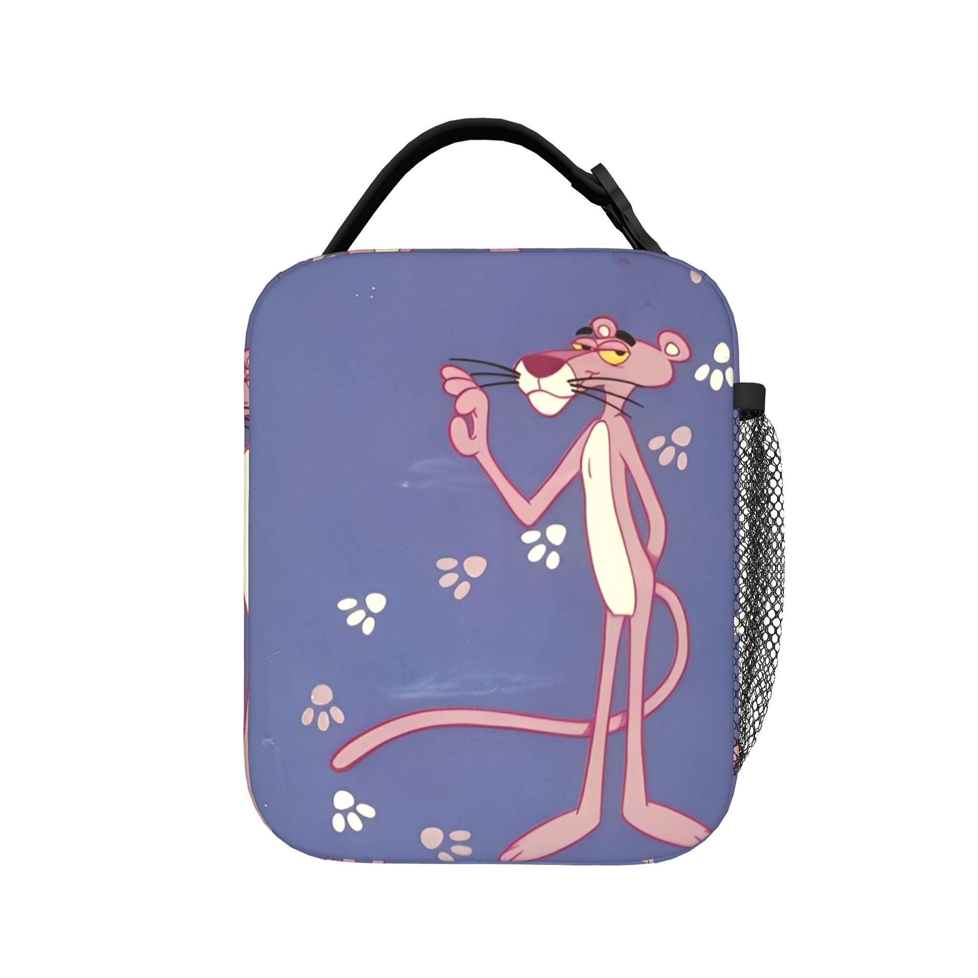 Pinks Panthers Cartoon Geïsoleerde Lunchtassen Grote Lunchcontainer Koeltas Tote Lunchbox Werk Buiten Mannen Vrouwen One Size