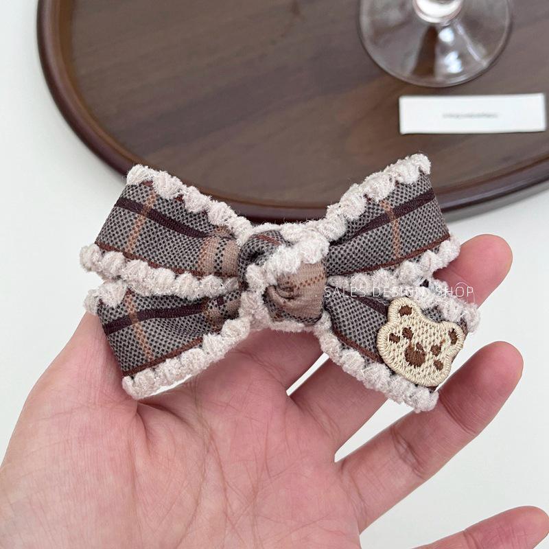 Fall/Winter Luxury Fabric Bow Bear Hair Clip: Chic, Versatile, High-End Women's Accessory
