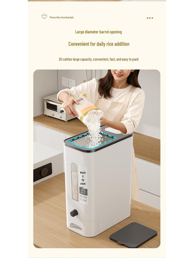 Seau de stockage de riz style japonais, Anti-insectes et anti-humidité, Scellé de qualité alimentaire avec grande capacité pour un usage domestique