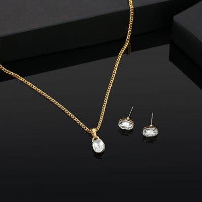 Gold Plated Solitaire Pendant Set for Girls and Women