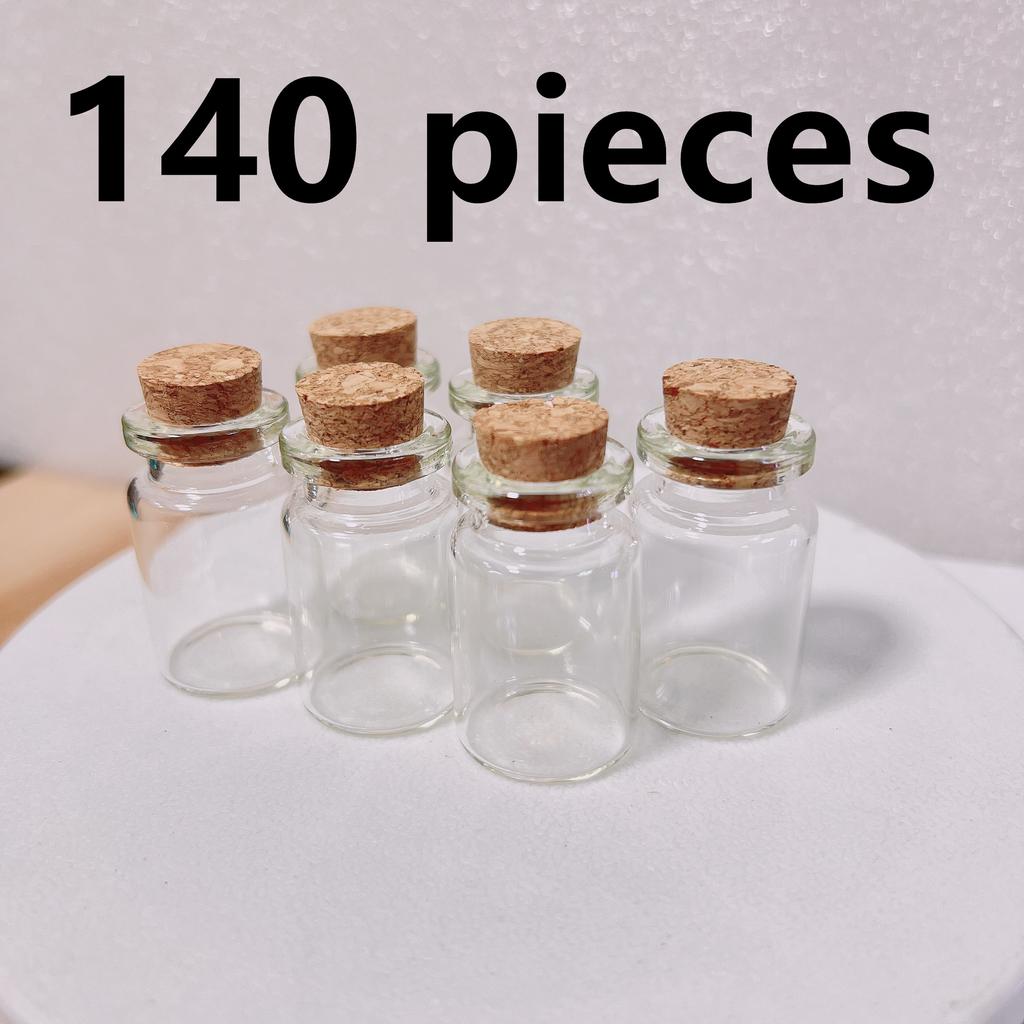 60/140 Pcs 7ml Tiny Glass Jars Cork Stoppers 11x22x35mm Small Decorative Mini Bottles DIY Home Decor Wishing Jars Craft Storage