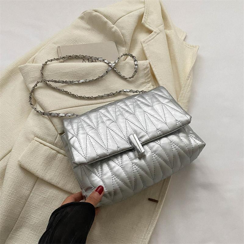

Trendy Minimalist Crossbody Small Square Bag With Lock Closure For Autumn Fashion