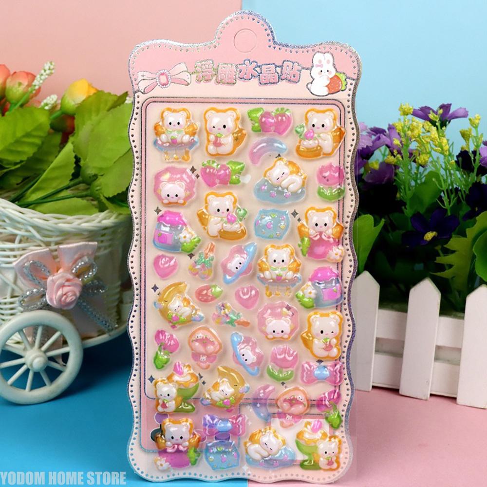 17pcs No Repetition 3d Bubbles Cute Panda Princess Cartoon Stickers for Girls Gift Scrapbook Stickers Craft Supplies