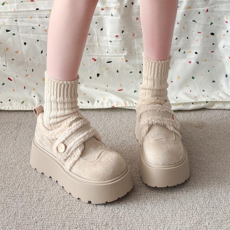 Retro Small Man Heightened Thick-soled Snow Cotton Shoes Women's Winter New Warm Outer Wear Plush Shoes