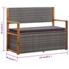Storage Bench with Storage Space 115 cm Poly Rattan & Solid Acacia Wood Grey