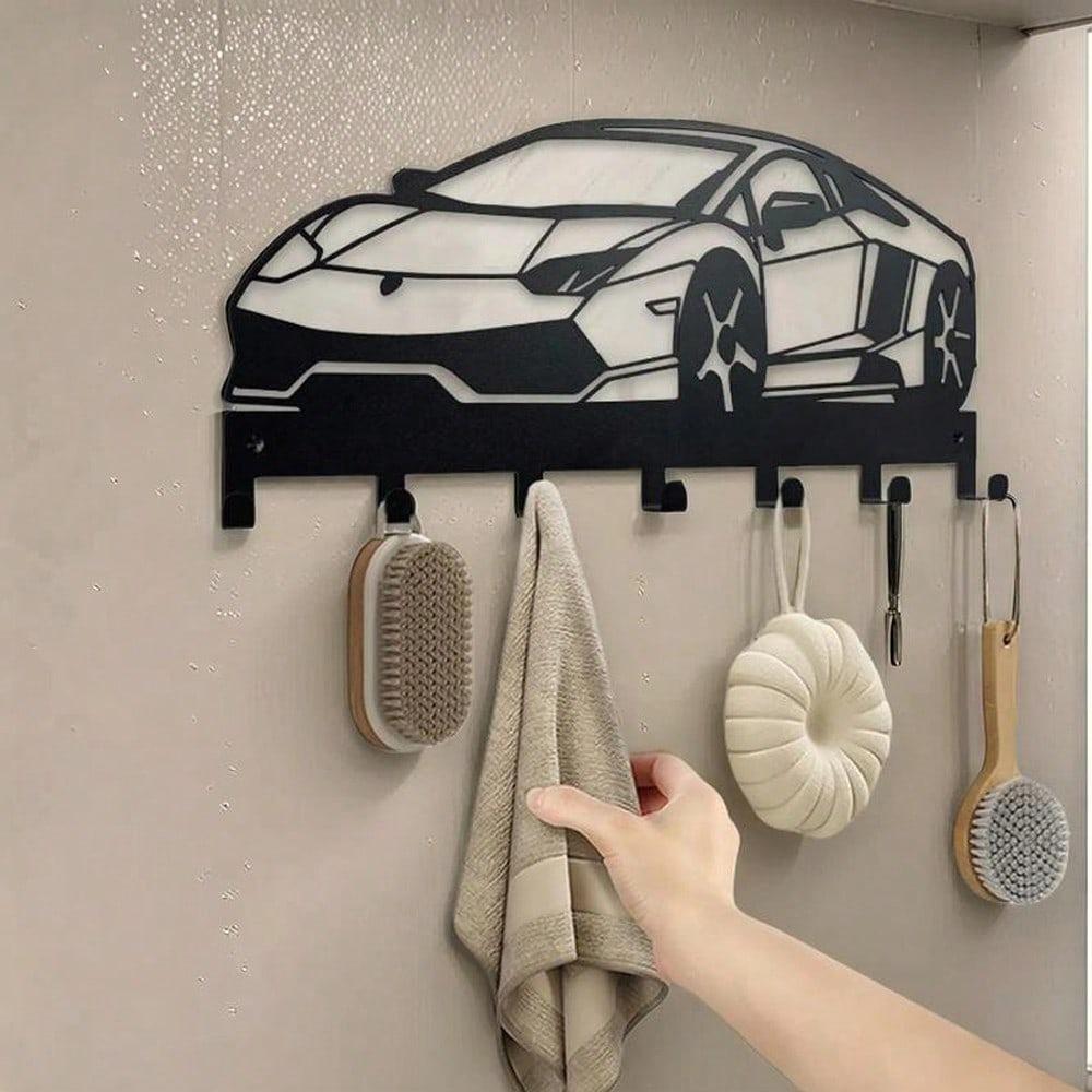Modern Black Metal Key Holder Wall Mount Entryway Organizer Car Keys Mail Rack Hallway Front Door Foyer Home Decor Durable Sleek Wall Hooks