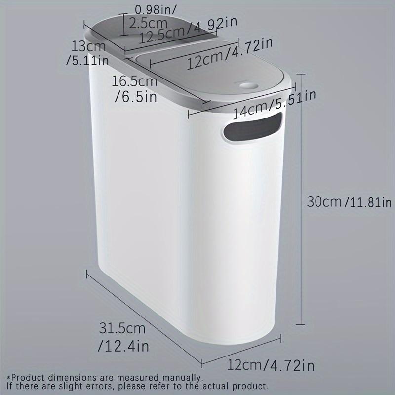 Slim Trash Can with Lid Press Type Narrow Gap Waste Bin for Bathroom Kitchen Living Room Bedroom Space Saving