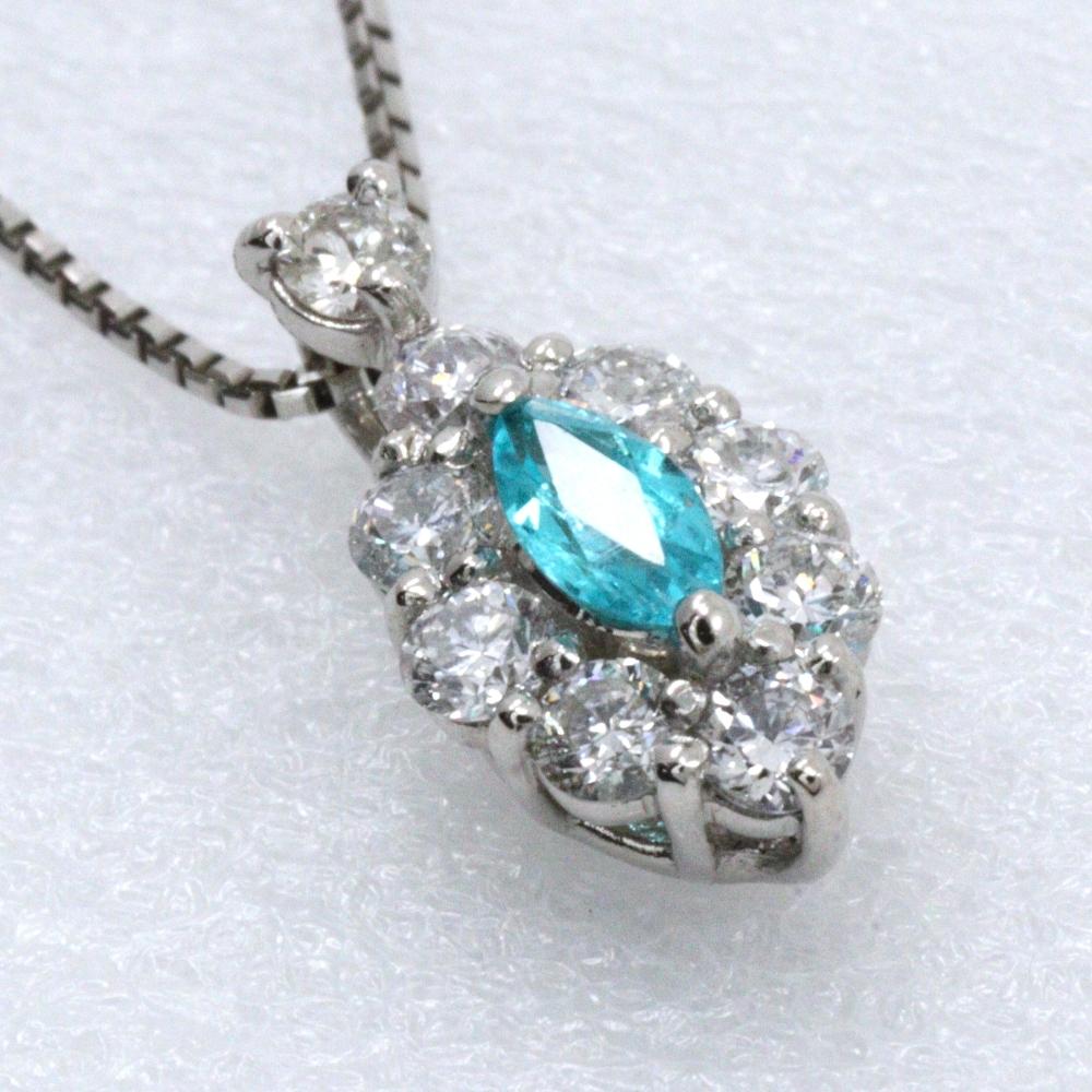 Paraiba tourmaline Necklace PtPlatinum/diamond 2.1g Women Used