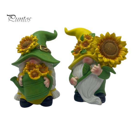 Weather Resistant Resin Crafts Sunflower Gnome Statue Ornaments, Faceless Figurines, Pastoral Indoor Window Sill Ornaments Style Tabletop Figures for
