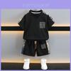Trendy Boys Summer Outfit Set Soft Cotton Short Sleeve T-shirt And Shorts For Kids