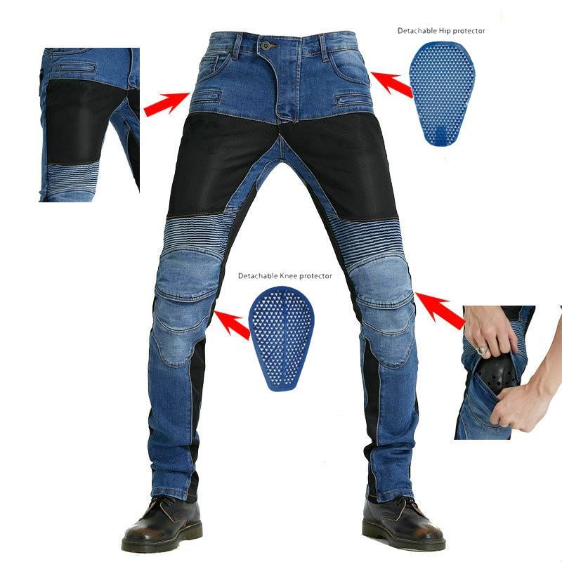 Mens Motorcycle Riding Pants With Silicone Padding Breathable Mesh Protective Gear Biker Safety