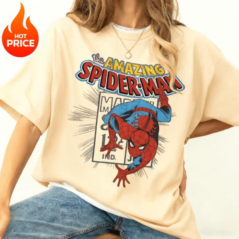 2026 new SpiderUnisex Marvel Summer Tshirt  Loose and Comfortable ShortSleeved Unisexs Tshirt  Womens Style M