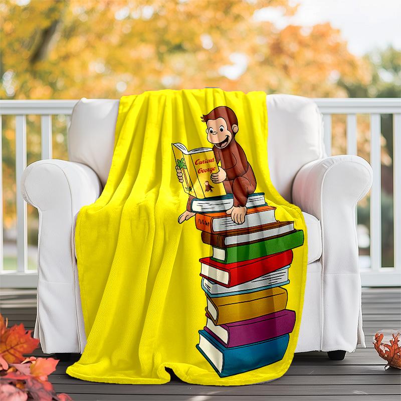 Curious George1 printed throw blanket—lightweight,soft,warm;versatile blanket for all seasons—perfect as &air-conditioning throw,nap blanket
