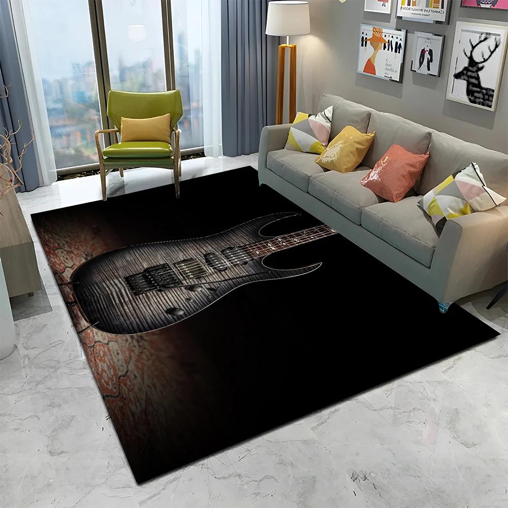 Electric Guitar 3D Classical Guitar Carpet Rug for Home Living Room Bedroom Sofa Doormat Decor,kids Area Rug Non-slip Floor Mat