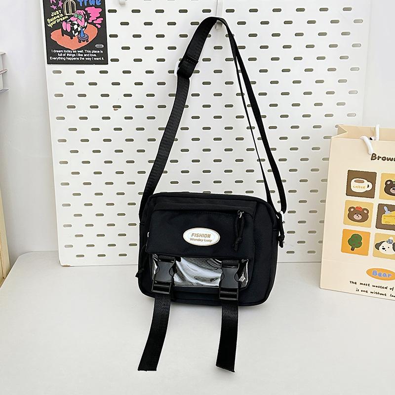 Cute college style girl messenger bag Japanese ins student large capacity versatile mailman bag transparent pain bag