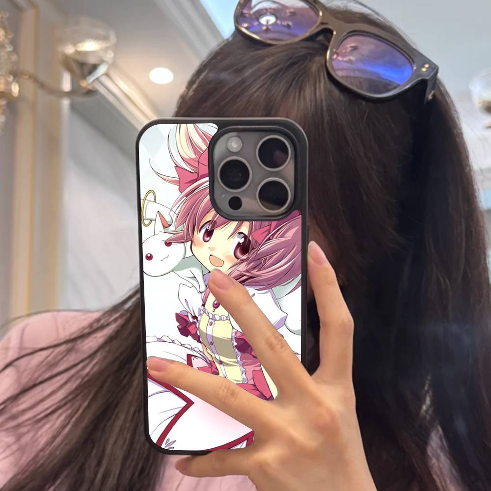 Popular Anime Girl Black Silicone Hard Plastic Phone Case For Iphone 17 Air 16 15 14 13 12 11 Pro Max PC+TPU Case