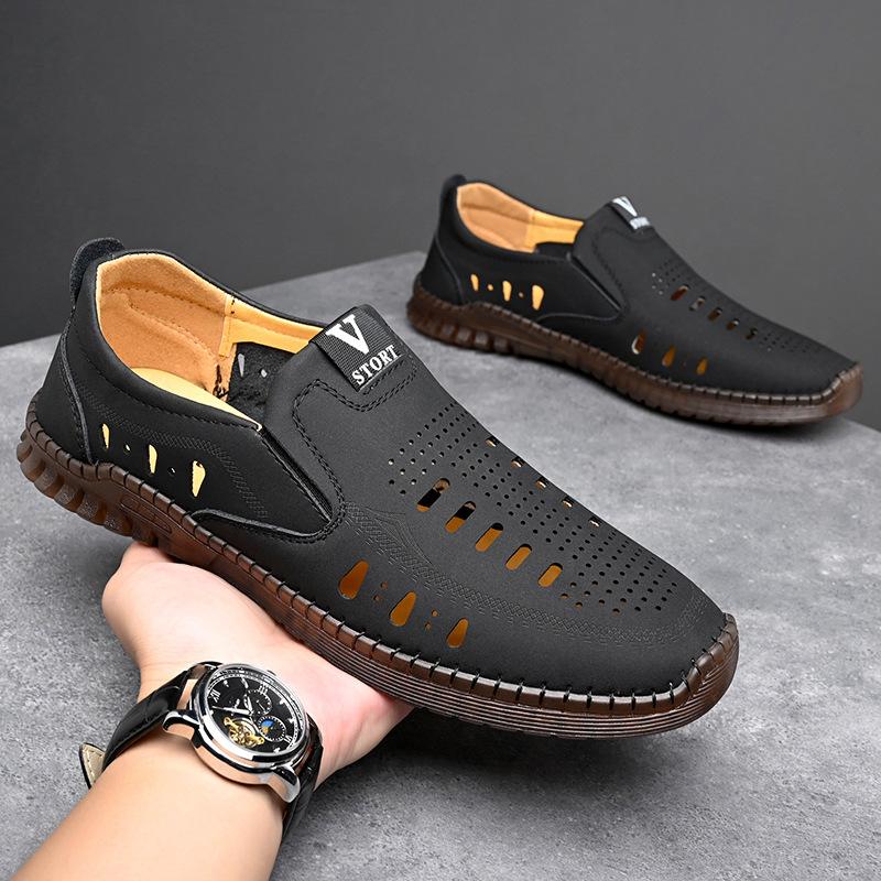 

Summer men s casual men s shoes soft sole soft surface men s casual hollow hole shoes white shoes breathable 38
