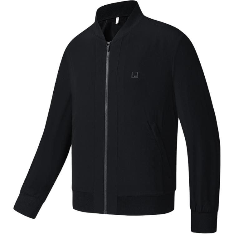 FILA Golf Series Elite Woven Stand Collar Zip Stretch Jacket Men jackets Deep-Black A11M525719F-BK