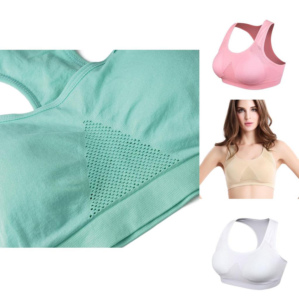 Women Breathable Padded Sports Bra With Hollow Out Design And Pure Color