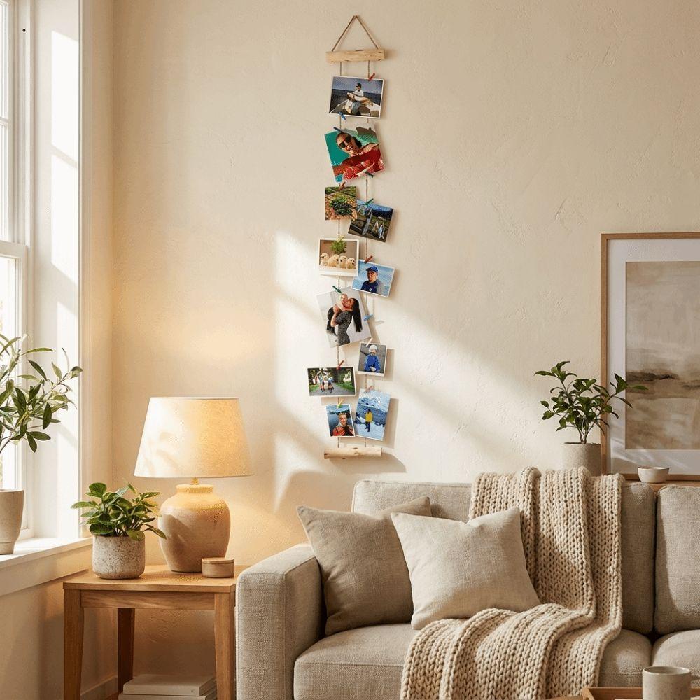 Nordik Tarz Ahşap Asılı Fotoğraf Klipsi Minimalist Fotoğraf Kolaj Çerçevesi Duvar Dekorasyon Çerçevesi Ofis
