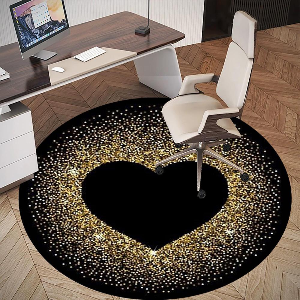 1 Stück Herz Glitzer Büro Runder Teppich, Unter Bürostühlen Schlafzimmer Wohnzimmer Heimdekoration, Teppich für Büro, -1110259