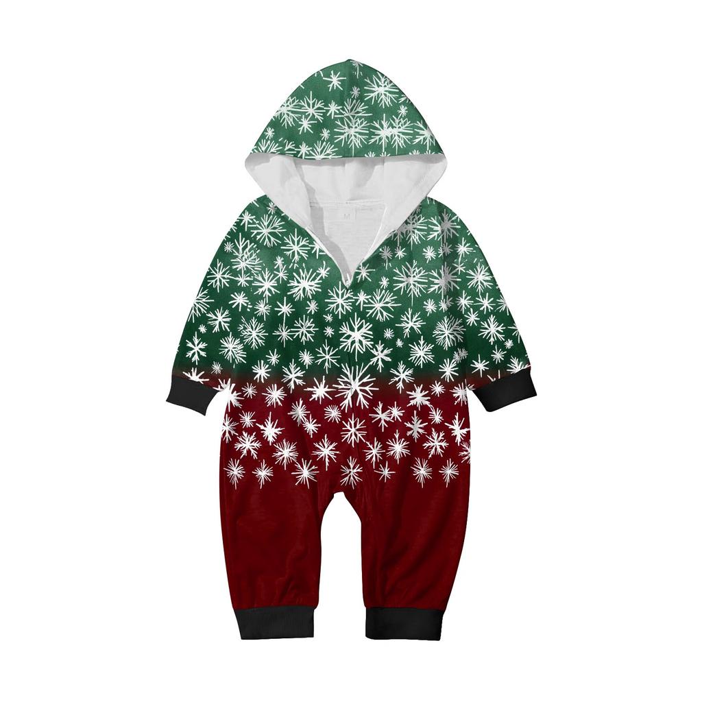 Fashion Print Parent-Child Outfit Hooded Zipper One-Piece Fashionable Home Suit Set
