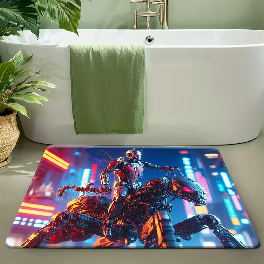 1pc Marvel Iron for Man Themed Printed Doormat, Flannel Machine-Washable Rectangular Rug, Decorative Door Mat, Kitchen Mat, Ou