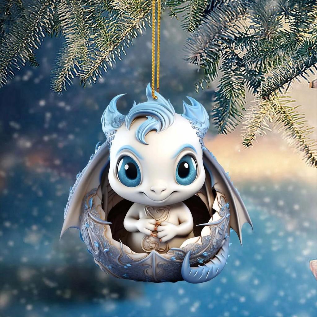 Charming Acrylic Dragon Egg Pendant For Christmas Tree Decor And Car Mirror Ornament