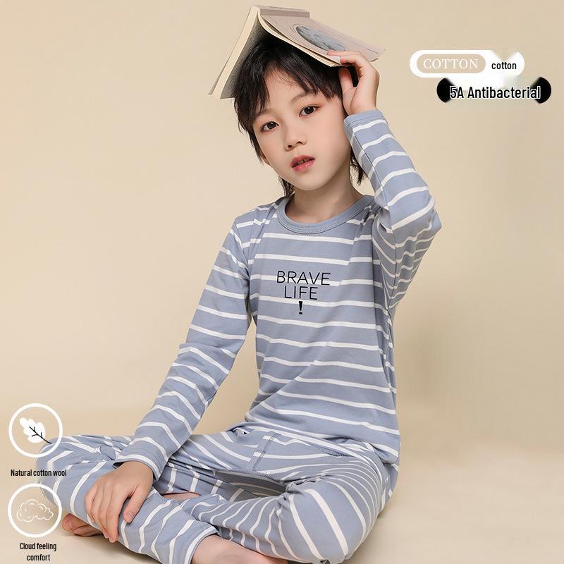 

Осенний пижамный комплект из лайкры и хлопка для мальчиков - Теплый свитер и нижнее белье для детей постарше и подростков 170cm