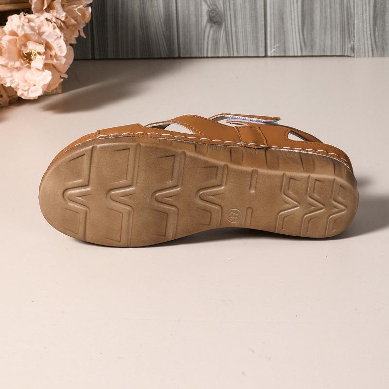 Women's Plus Size Platform Wedge Sandals Open Toe Slip-On with Velcro Straps for Summer