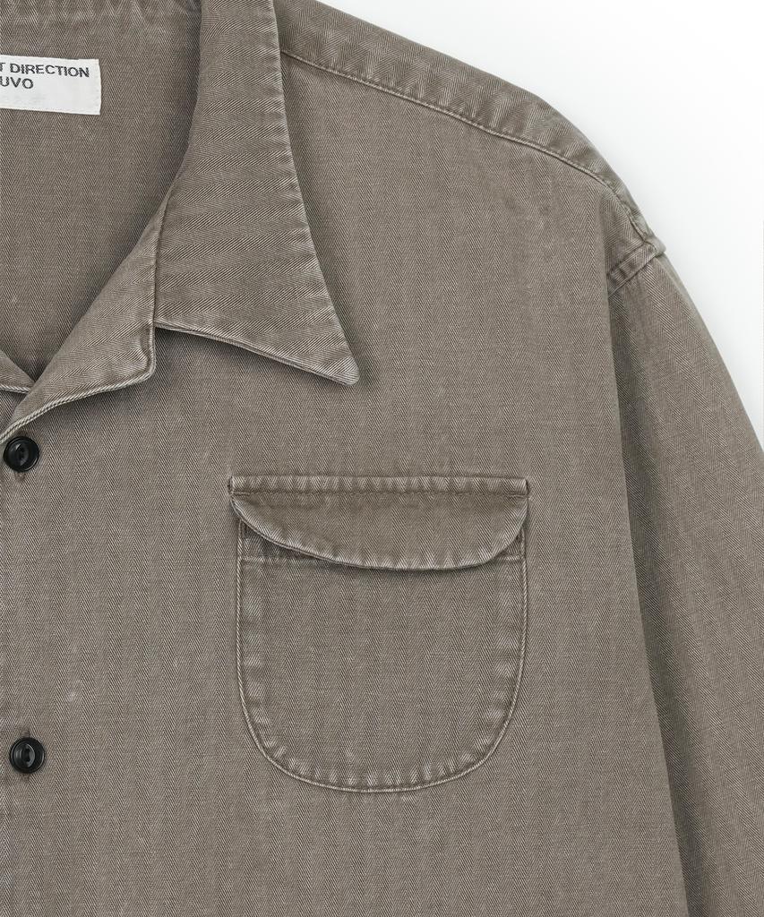 GUVO Washed Open-Collar Shirt, Brown