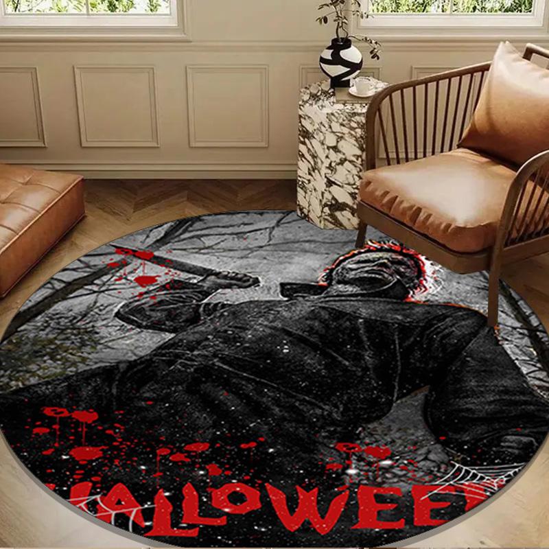 Horror Movie Characters Collage Round Rug for Livingroom,Bedroom, Palyroom, Chair Rug, Area rug, Circle Carpet, Large Size Fan Christmas gift