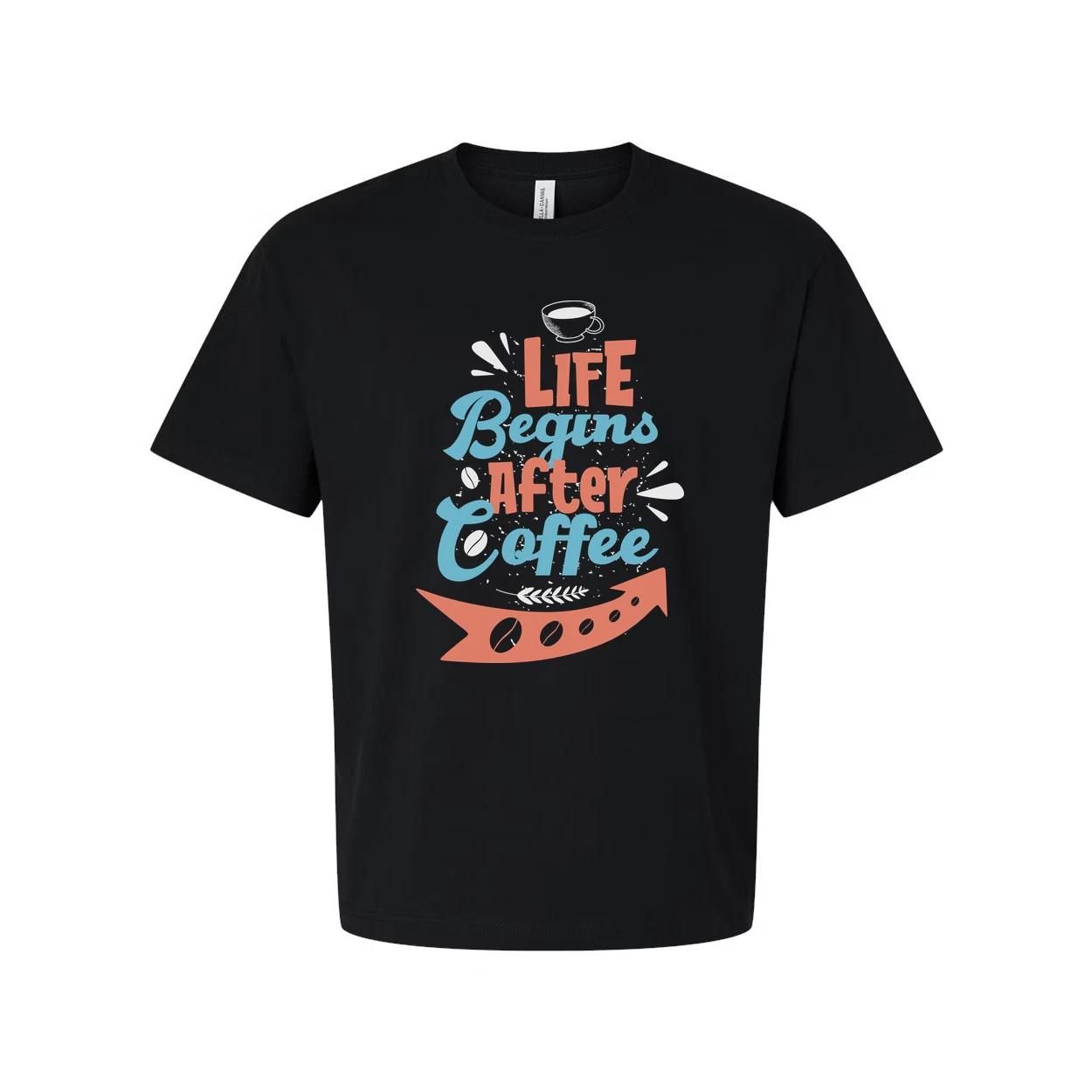 Life Begins After Coffee Unisex Graphic Tee With Coffee Cup Design For Coffee Lo 3XL
