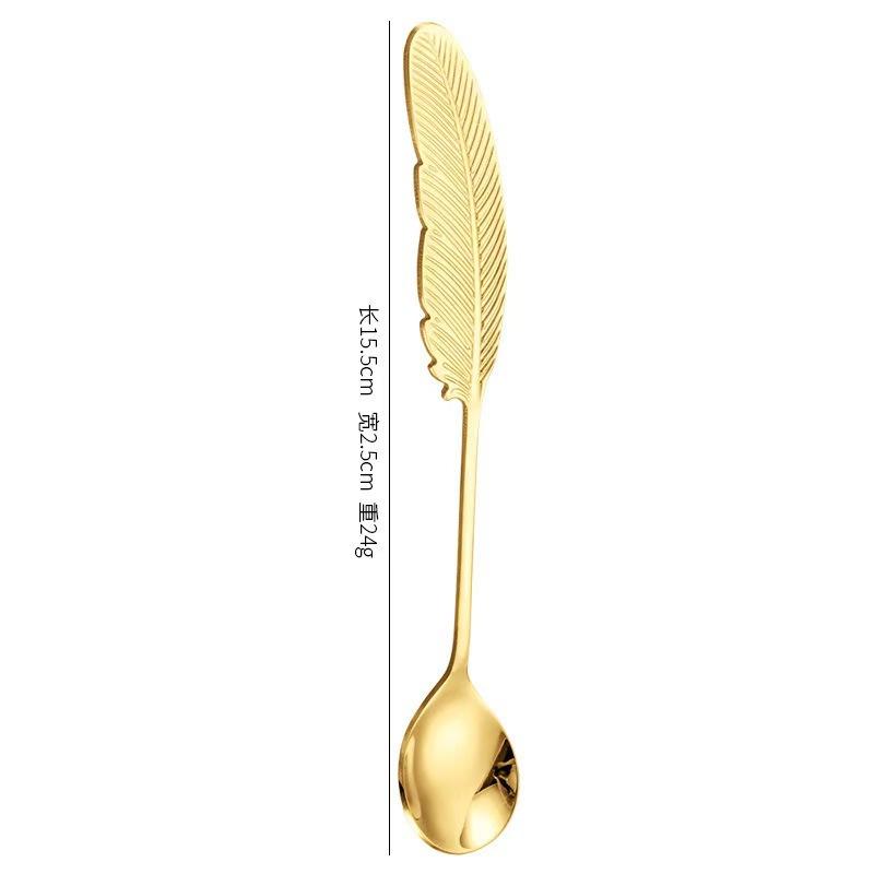1Pcs Creative 304 Stainless Steel Spoon Feather Spoon Fork Coffee Spoon Christmas Gifts Kitchen Accessories Tableware Decoration