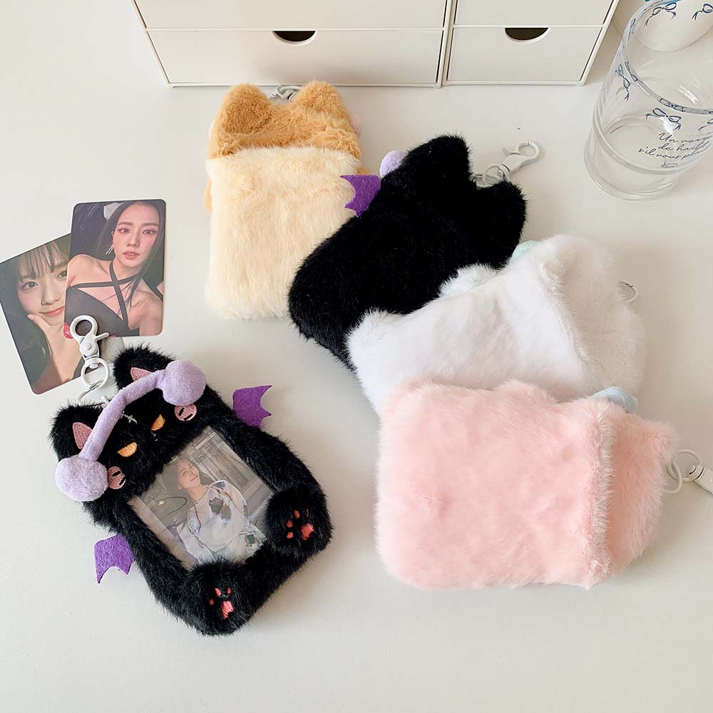 Animals Capybara Keychain Devil Cat Plush Hollow Photo Frame Cartoon Photocard Holder Student