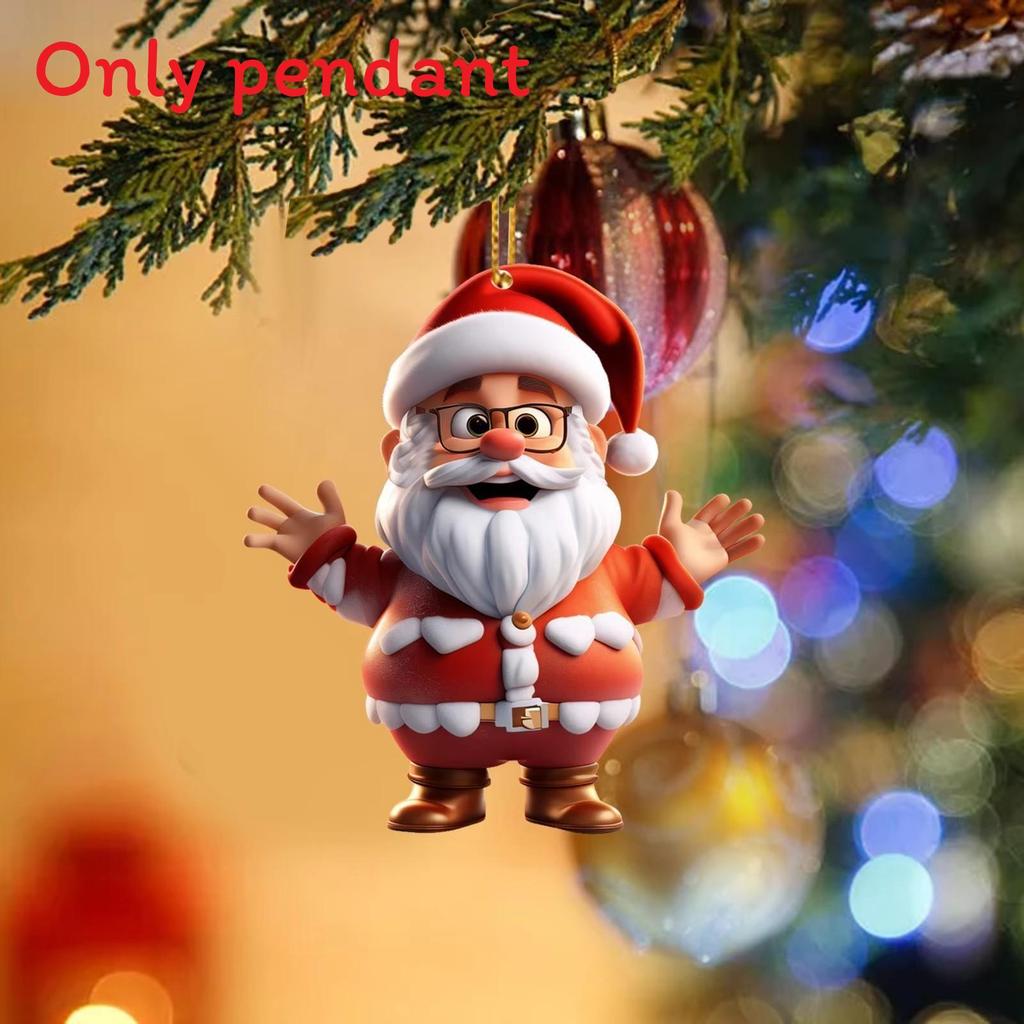 Cartoon Santa Cute Claus Pattern Acrylic Pendant For Christmas Decoration
