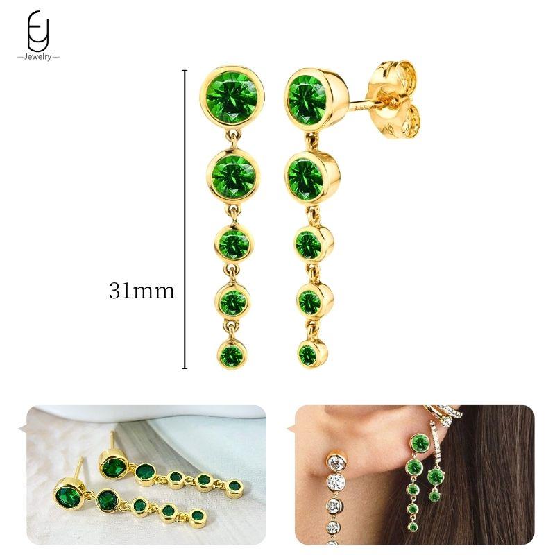 925 Silbernadel Grüne Zirkon Gold Ohrringe Herz Creolen für Damen Zarte Steckerohrringe Luxuriöser Schmuck Geschenke