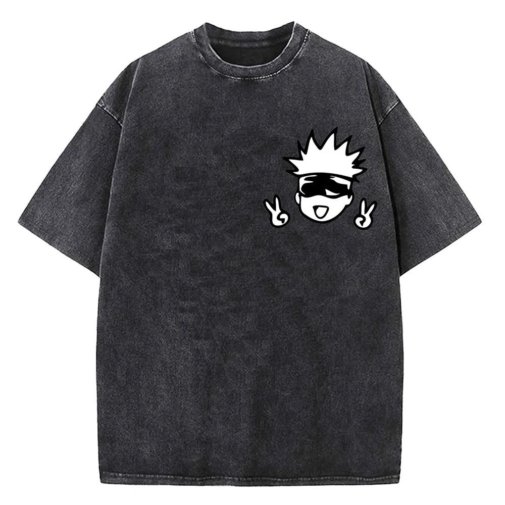 Anime Jujutsu Kaisen T Shirt Gojo Satoru Graphic Tee Oversized Cotton Top XL