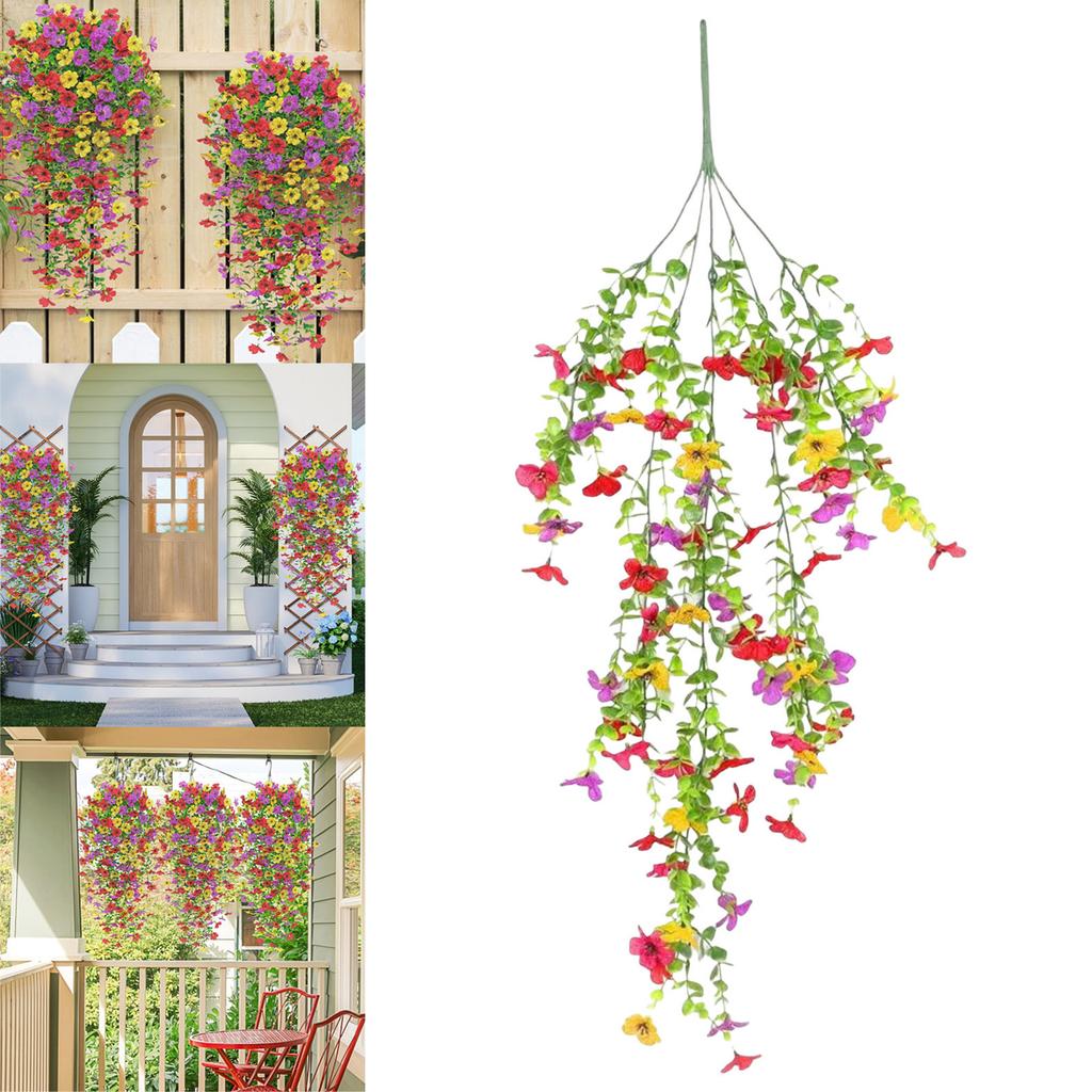 Garden Decoration Accessories Artificial Hanging Flower Faux Silk Orchid Colorful Flowers Outside Garden Porch Decorative