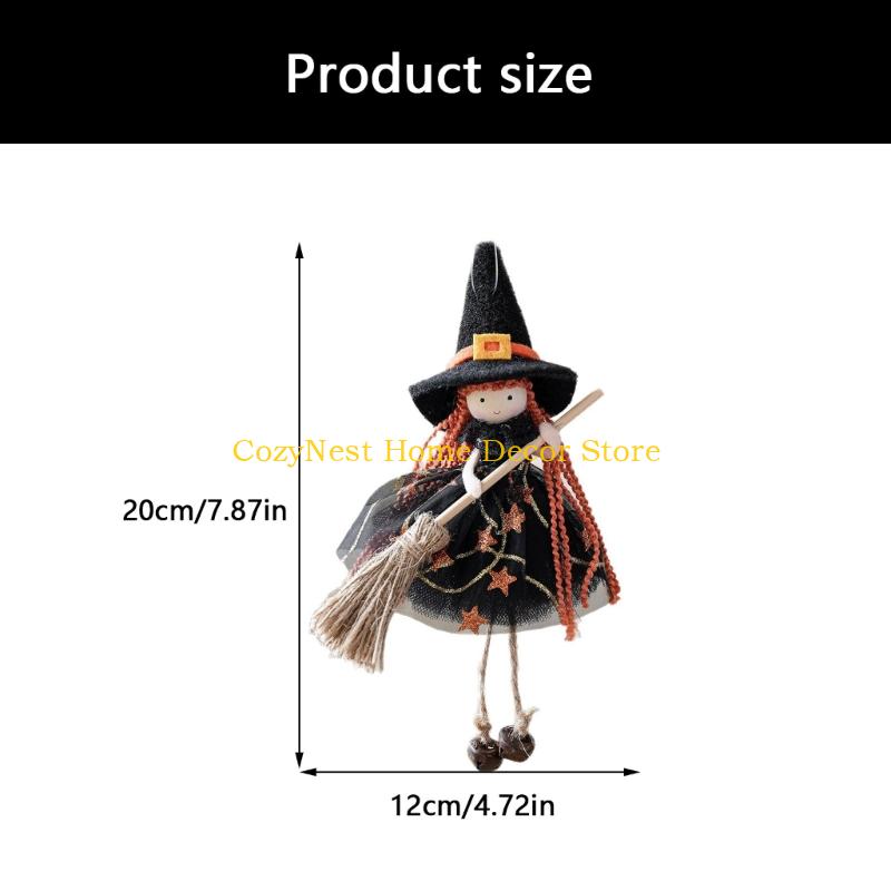 92MF Festival Flannel Witch Broom Angel Girl Ornament Home Christmas Halloweens Decoration
