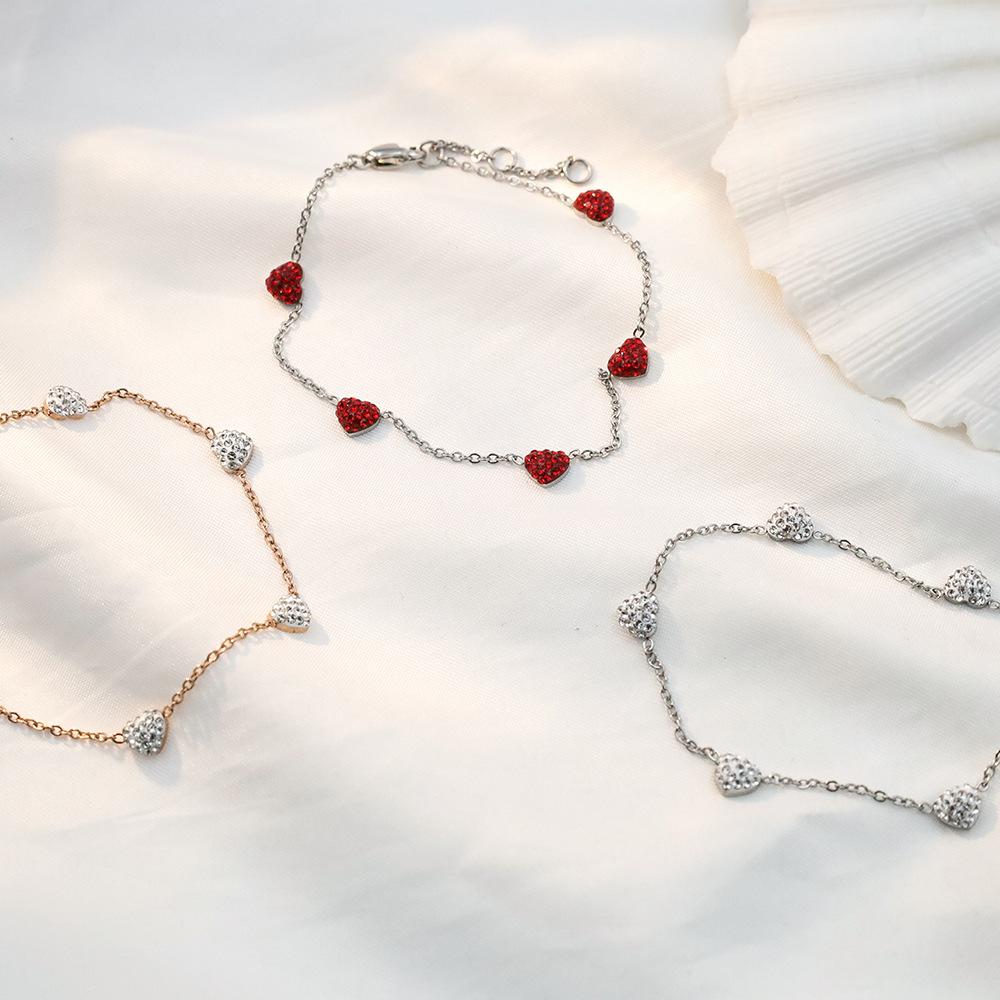 Accessories Simple Versatile Zircon Titanium Steel Jewelry Women'S Fresh And Sweet Color Zircon Love Bracelet