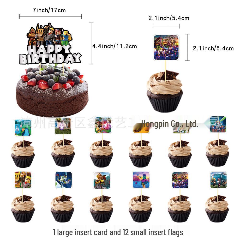Virtual World Birthday Decoration Set: Balloons, Banner, Cake Topper