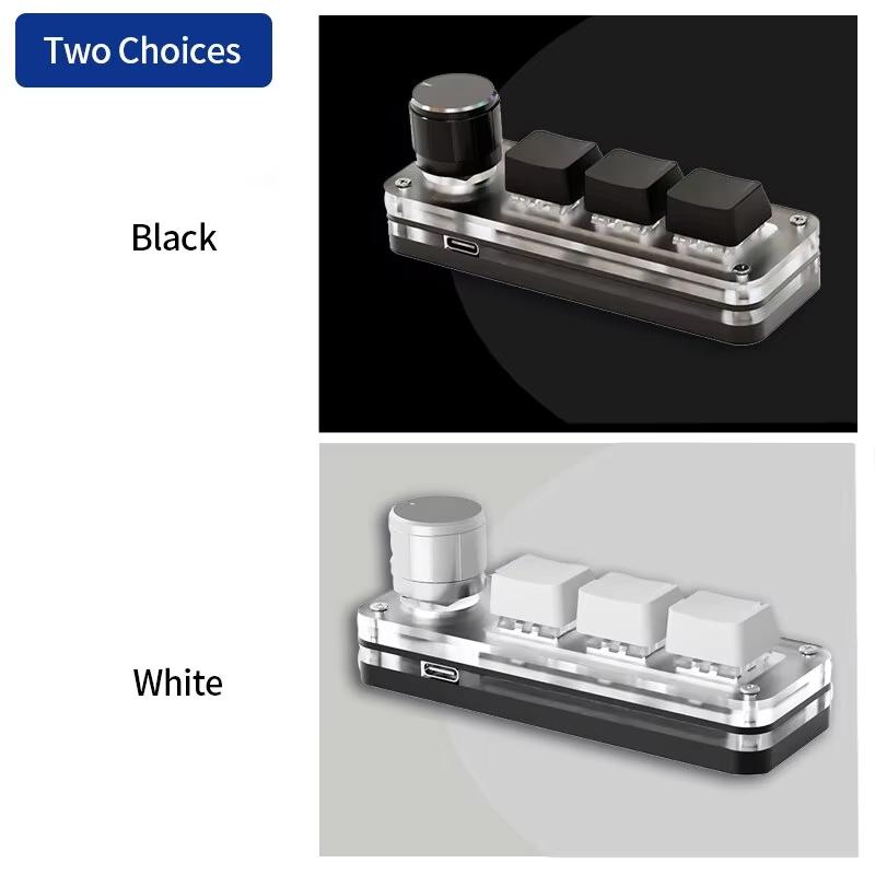 Mini Macro Mechanical Keyboard RGB Gaming Custom Programming Knob USB Keypads Red Switch 3 Keys For Photoshop
