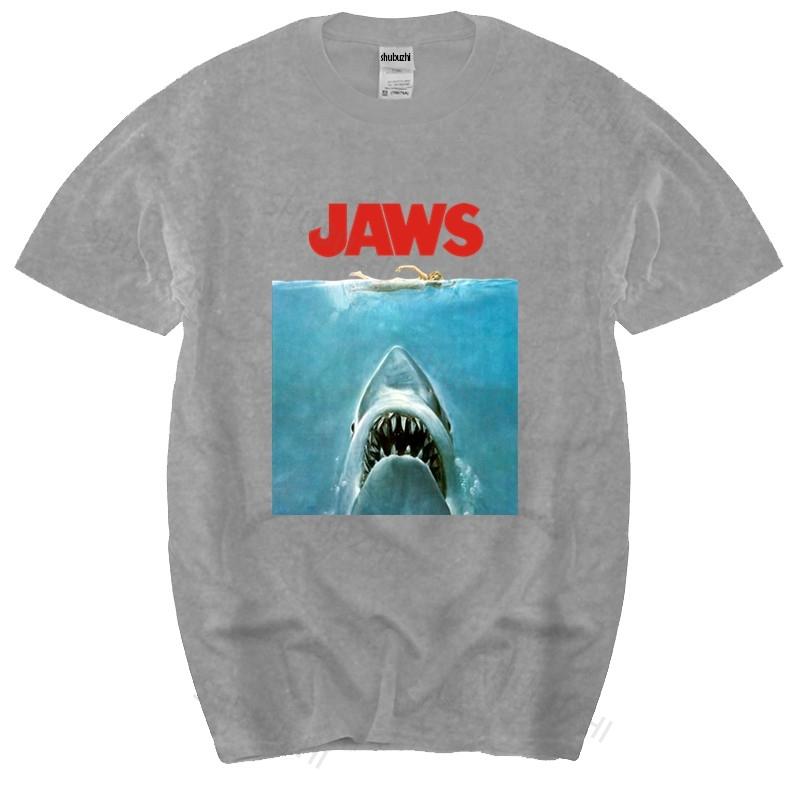 Summer Tshirt Men Brand Teeshirt Jaws Movie Vintage Poster Licensed Adult T Shirt New Cotton Man T Shirt Drop Shipping