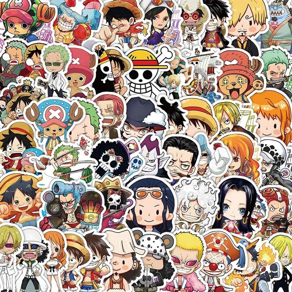 50/100pcs ONE PIECE Anime Stickers Cool Cartoon Decals Kid Toy DIY Stationery Suitcase Car Bike Waterproof Classic Manga Sticker