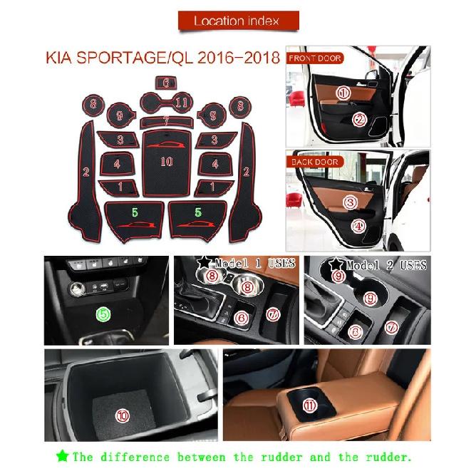 Rubber Door Groove Mat for KIA Sportage QL KX5 2016~ Cushion Gate Storage Slot Coaster Dust-proof Car Sticke Rug Accessories
